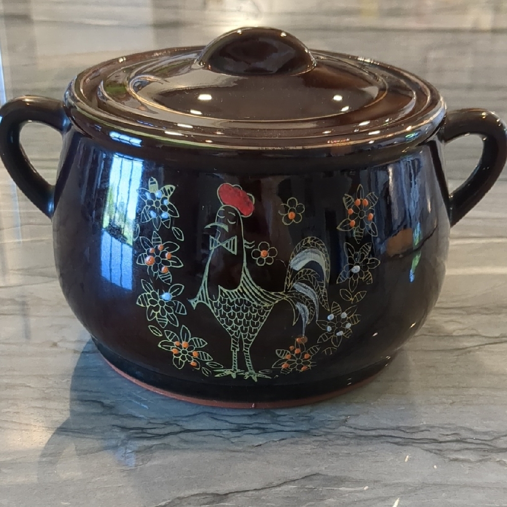 Vintage Ceramic Soup Tureen with Rooster Design